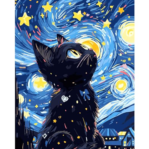 Kat Malen nach Zahlen Erwachsene, Sternenklarer Himmel DIY Handgemalt Ölgemälde Kit für Anfänger, Malen nach Zahlen Leinwand, Pinseln und Acrylfarbe für Home Wanddekoration 30x40cm Kat Malen nach Zahlen Erwachsene, Sternenklarer Himmel DIY Handgemalt Ölgemälde Kit für Anfänger, Malen nach Zahlen Leinwand, Pinseln und Acrylfarbe für Home Wanddekoration 30x40cm von feelive