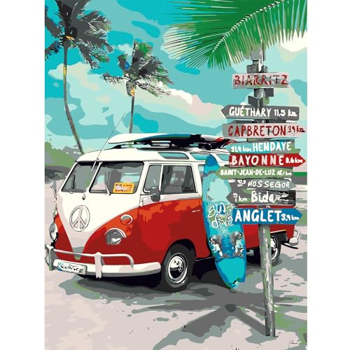 Malen nach Zahlen Erwachsene, Strand Auto Indikator DIY Handgemalt Ölgemälde Kit für Anfänger, Malen nach Zahlen Leinwand, Pinseln und Acrylfarbe für Home Wanddekoration 30x40cm Malen nach Zahlen Erwachsene, Strand Auto Indikator DIY Handgemalt Ölgemälde Kit für Anfänger, Malen nach Zahlen Leinwand, Pinseln und Acrylfarbe für Home Wanddekoration 30x40cm von feelive