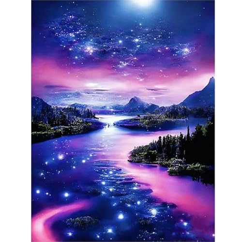 feelive Aurora Diamond Painting Kits für Erwachsene, DIY Meer Diamant Painting Bilder für, Landschaft Bausätze für Diamantmalerei 5D Runde Steine Diamant Painting für Zuhause Dekor 30x40cm von feelive