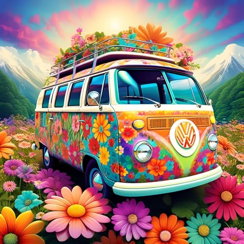 feelive Auto Diamond Painting Kits für Erwachsene, DIY Blumen Diamant Painting Bilder für Bausätze Diamantmalerei 5D Runde Steine Diamant Painting für Zuhause Dekor 30x40cm von feelive