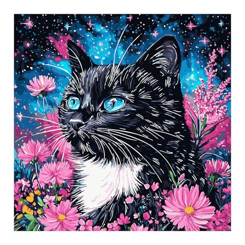 feelive Blume Malen nach Zahlen Erwachsene, Katze DIY Paint by Numbers Handgemalt Ölgemälde Leinwand Kits Mit Pinseln und Acrylfarbe für Home Wanddekoration 30x30cm feelive Blume Malen nach Zahlen Erwachsene, Katze DIY Paint by Numbers Handgemalt Ölgemälde Leinwand Kits Mit Pinseln und Acrylfarbe für Home Wanddekoration 30x30cm von feelive