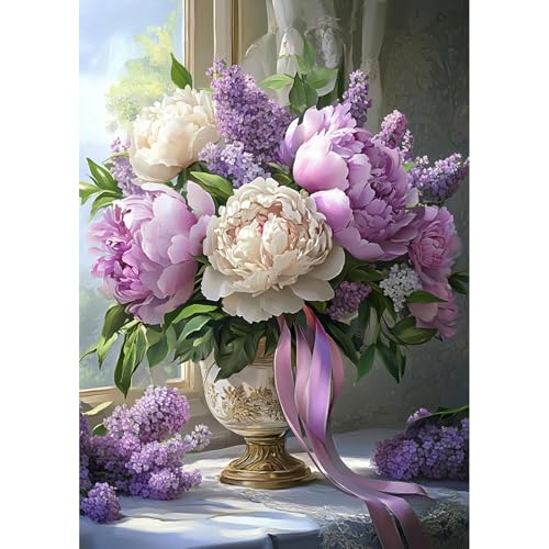 feelive Blumen Diamond Painting Kits für Erwachsene, DIY Diamant Painting Bilder für Bausätze Diamantmalerei 5D Runde Steine Diamant Painting für Zuhause Dekor 30x40cm von feelive