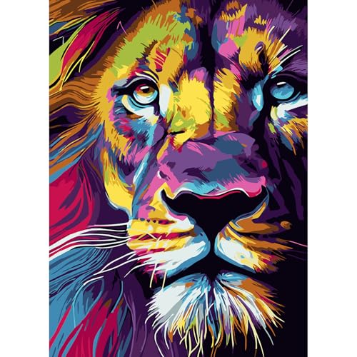 feelive Der Löwe Malen nach Zahlen Erwachsene, DIY Paint by Numbers Adult Mit Pinsels und Acrylfarbe Als Geschenke und Heimdekoration 30 x 40cm (Ohne Rahmen) von feelive