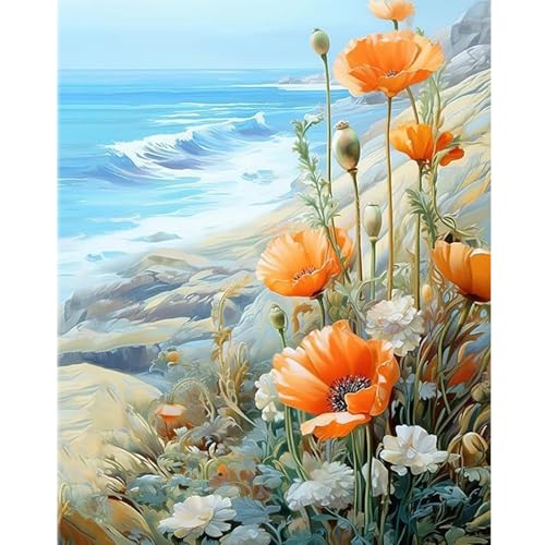 feelive Diamant Painting Bilder für Erwachsene, DIY Diamond Painting Kits Blume and Meer, Bausätze für Diamantmalerei 5D Runde Steine Diamant Painting für Zuhause Dekor 30x40cm feelive Diamant Painting Bilder für Erwachsene, DIY Diamond Painting Kits Blume and Meer, Bausätze für Diamantmalerei 5D Runde Steine Diamant Painting für Zuhause Dekor 30x40cm von feelive