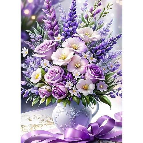 feelive Diamond Painting Kits für Erwachsene, DIY Blumen Diamant Painting Bilder für Bausätze Diamantmalerei 5D Runde Steine Diamant Painting für Zuhause Dekor 30x40cm von feelive