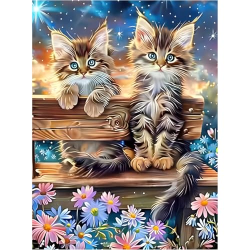 feelive Diamond Painting Kits für Erwachsene, DIY Sternenhimmel Kat Diamant Painting Bilder für, Bausätze für Diamantmalerei 5D Runde Steine Diamant Painting für Zuhause Dekor 30x40cm von feelive