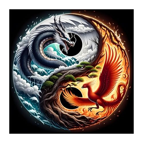 feelive Drache Diamant Painting Bilder für Erwachsene, DIY Diamond Painting Kits für Yingyang, Bausätze für Diamantmalerei 5D Runde Steine Diamant Painting für Zuhause Dekor 30x30cm feelive Drache Diamant Painting Bilder für Erwachsene, DIY Diamond Painting Kits für Yingyang, Bausätze für Diamantmalerei 5D Runde Steine Diamant Painting für Zuhause Dekor 30x30cm von feelive