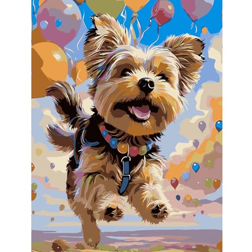 feelive Hund Malen nach Zahlen Erwachsene, DIY Paint by Numbers Handgemalt Ölgemälde Leinwand Kits Mit Pinseln und Acrylfarbe für Home Wanddekoration 30x40cm von feelive