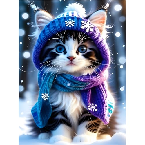 feelive Katze Diamant Painting Bilder für Erwachsene, DIY Diamond Painting Kits für Winter, Bausätze für Diamantmalerei 5D Runde Steine Diamant Painting für Zuhause Dekor 30x40cm feelive Katze Diamant Painting Bilder für Erwachsene, DIY Diamond Painting Kits für Winter, Bausätze für Diamantmalerei 5D Runde Steine Diamant Painting für Zuhause Dekor 30x40cm von feelive