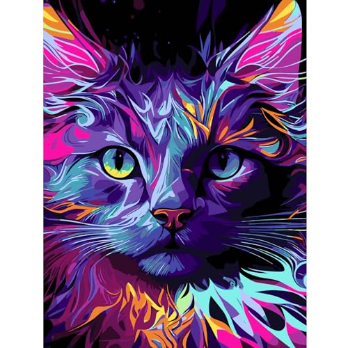 feelive Katze Malen nach Zahlen Erwachsene, DIY Paint by Numbers Handgemalt Ölgemälde Leinwand Kits Mit Pinseln und Acrylfarbe für Home Wanddekoration 30x40cm feelive Katze Malen nach Zahlen Erwachsene, DIY Paint by Numbers Handgemalt Ölgemälde Leinwand Kits Mit Pinseln und Acrylfarbe für Home Wanddekoration 30x40cm von feelive