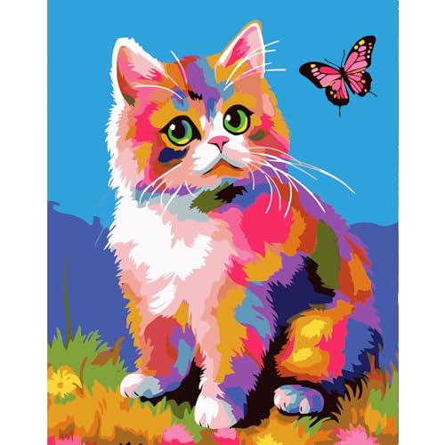 feelive Katze Malen nach Zahlen Erwachsene, DIY Schmetterling Paint by Numbers Handgemalt Ölgemälde Leinwand Kits Mit Pinseln und Acrylfarbe für Home Wanddekoration 30x40cm feelive Katze Malen nach Zahlen Erwachsene, DIY Schmetterling Paint by Numbers Handgemalt Ölgemälde Leinwand Kits Mit Pinseln und Acrylfarbe für Home Wanddekoration 30x40cm von feelive