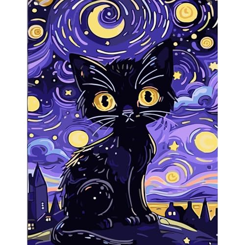feelive Katze Malen nach Zahlen Erwachsene, Sternenhimmel DIY Paint by Numbers Handgemalt Ölgemälde Leinwand Kits Mit Pinseln und Acrylfarbe für Home Wanddekoration 30x40cm feelive Katze Malen nach Zahlen Erwachsene, Sternenhimmel DIY Paint by Numbers Handgemalt Ölgemälde Leinwand Kits Mit Pinseln und Acrylfarbe für Home Wanddekoration 30x40cm von feelive