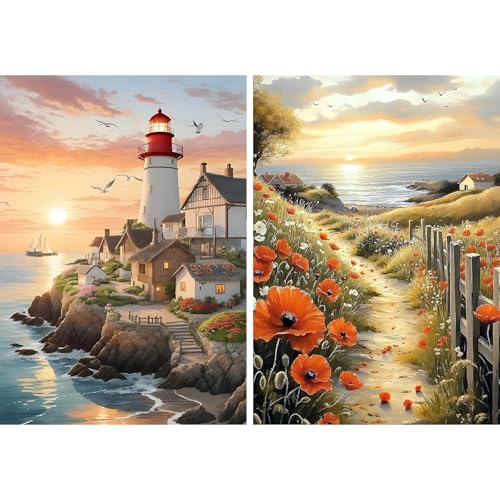 feelive Landschaft Diamond Painting Kits für Erwachsene, DIY Leuchtturm Diamant Painting Bilder für Bausätze Diamantmalerei 5D Strand Runde Steine Diamant Painting für Zuhause Dekor 30x40cm feelive Landschaft Diamond Painting Kits für Erwachsene, DIY Leuchtturm Diamant Painting Bilder für Bausätze Diamantmalerei 5D Strand Runde Steine Diamant Painting für Zuhause Dekor 30x40cm von feelive