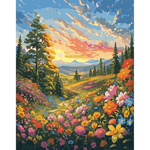 feelive Landschaft Malen nach Zahlen Erwachsene, Blume DIY Paint by Numbers Handgemalt Ölgemälde Leinwand Kits Mit Pinseln und Acrylfarbe für Home Wanddekoration 30x40cm feelive Landschaft Malen nach Zahlen Erwachsene, Blume DIY Paint by Numbers Handgemalt Ölgemälde Leinwand Kits Mit Pinseln und Acrylfarbe für Home Wanddekoration 30x40cm von feelive