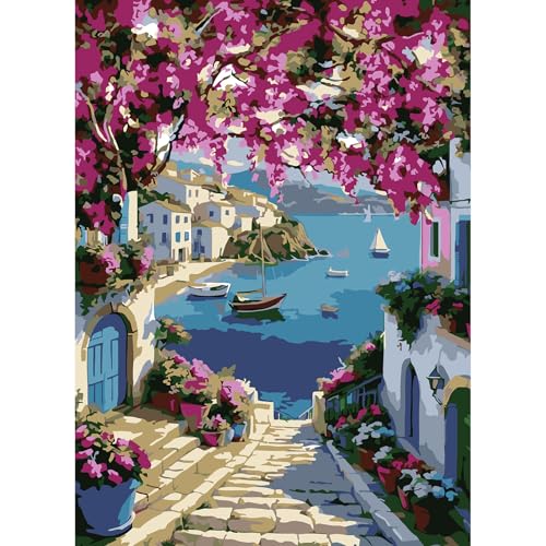 feelive Landschaft Malen nach Zahlen Erwachsene, DIY Blumen Paint by Numbers Adult Mit Pinsels und Acrylfarbe Als Geschenke und Heimdekoration 30 x 40cm (Ohne Rahmen) von feelive