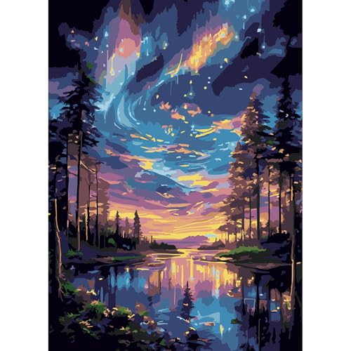 feelive Landschaft Malen nach Zahlen Erwachsene, DIY Landschaft Paint by Numbers Adult Mit Pinsels und Acrylfarbe Als Geschenke und Heimdekoration 30 x 40cm (Ohne Rahmen) von feelive