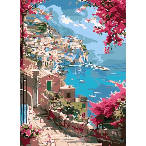 feelive Malen nach Landschaft Zahlen Erwachsene, DIY Stadt Paint by Numbers Adult Mit Pinsels und Acrylfarbe Als Geschenke und Heimdekoration 30 x 40cm (Ohne Rahmen) von feelive