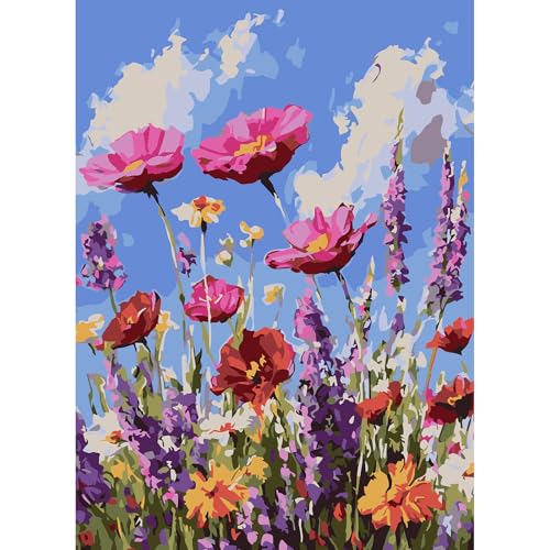 feelive Malen nach Zahlen Erwachsene, DIY Blumen Paint by Numbers Adult Mit Pinsels und Acrylfarbe Als Geschenke und Heimdekoration 30 x 40cm (Ohne Rahmen) von feelive