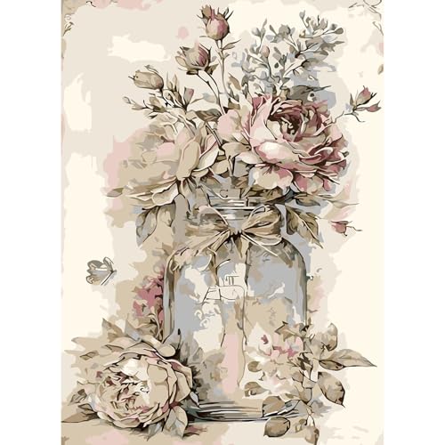feelive Malen nach Zahlen Erwachsene, DIY Blumen Paint by Numbers Adult Mit Pinsels und Acrylfarbe Als Geschenke und Heimdekoration 30 x 40cm Blumen(Ohne Rahmen) von feelive