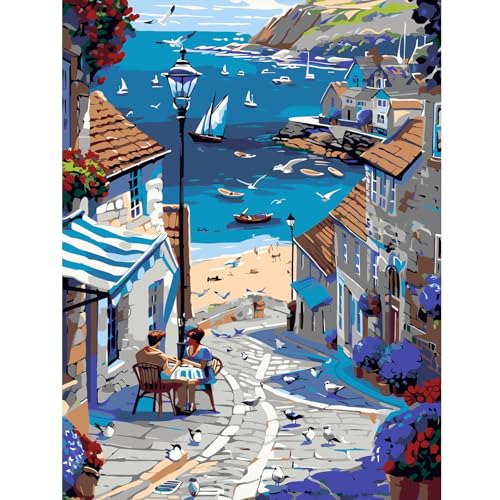 feelive Malen nach Zahlen Erwachsene, DIY Landschaft Stadt Paint by Numbers Handgemalt Ölgemälde Leinwand Kits Mit Pinseln und Acrylfarbe für Home Wanddekoration 30x40cm feelive Malen nach Zahlen Erwachsene, DIY Landschaft Stadt Paint by Numbers Handgemalt Ölgemälde Leinwand Kits Mit Pinseln und Acrylfarbe für Home Wanddekoration 30x40cm von feelive