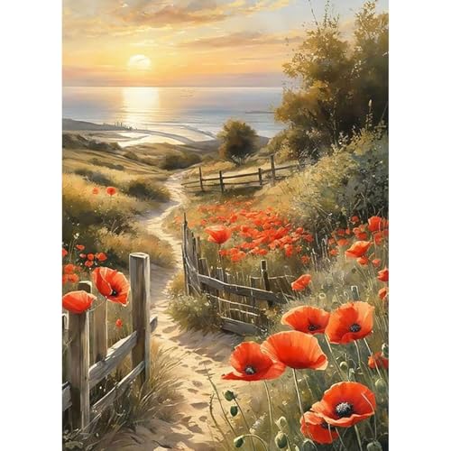feelive Malen nach Zahlen Erwachsene, DIY Paint by Numbers Adult Mit Pinsels und Acrylfarbe Als Geschenke und Heimdekoration 30 x 40cm(Ohne Rahmen) Landschaft von feelive
