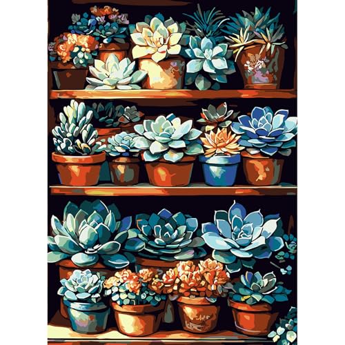 feelive Pflanzen Malen nach Zahlen Erwachsene, DIY Paint by Numbers Adult Mit Pinsels und Acrylfarbe Als Geschenke und Heimdekoration 30 x 40cm (Ohne Rahmen) von feelive