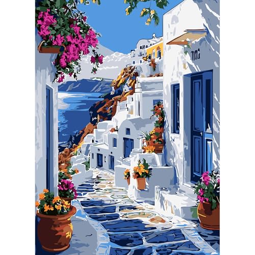 feelive Stadt Malen nach Zahlen Erwachsene, DIY Landschaft Paint by Numbers Adult Mit Pinsels und Acrylfarbe Als Geschenke und Heimdekoration 30 x 40cm (Ohne Rahmen) von feelive