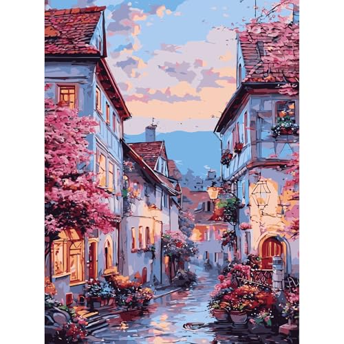 feelive Straßen Malen nach Zahlen Erwachsene, Häuser DIY Paint by Numbers Handgemalt Ölgemälde Leinwand Kits Mit Pinseln und Acrylfarbe für Home Wanddekoration 30x40cm feelive Straßen Malen nach Zahlen Erwachsene, Häuser DIY Paint by Numbers Handgemalt Ölgemälde Leinwand Kits Mit Pinseln und Acrylfarbe für Home Wanddekoration 30x40cm von feelive