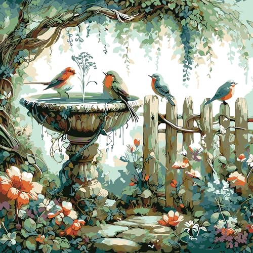 feelive Vogel Malen nach Zahlen Erwachsene, DIY Landschaft Paint by Numbers Adult Mit Pinsels und Acrylfarbe Als Geschenke und Heimdekoration 30 x 30cm (Ohne Rahmen) von feelive