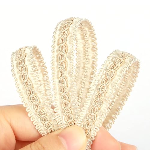 Fenghuangwu 13 Yard handgefertigte Grundbordüre, 1,5 cm Durchmesser, Gimpenborte für DIY, Dekoration (Beige, 13 Yard) von fenghuangwu
