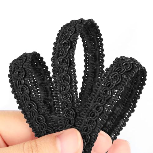 Fenghuangwu 13 Yard handgefertigte Grundbordüre, 1,5 cm Durchmesser, Gimpenborte für DIY, Dekoration (schwarz, 13 Yard) von fenghuangwu