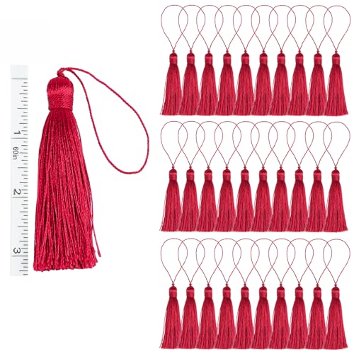 Fenghuangwu 30 Stück handgefertigte Nähquasten zum Basteln, 14,5 cm, seidig-weiche Quasten mit 6,6 cm Kordelschlaufe für DIY Handwerk Zubehör Dekoration (rot, 30 Stück) Fenghuangwu 30 Stück handgefertigte Nähquasten zum Basteln, 14,5 cm, seidig-weiche Quasten mit 6,6 cm Kordelschlaufe für DIY Handwerk Zubehör Dekoration (rot, 30 Stück) von fenghuangwu