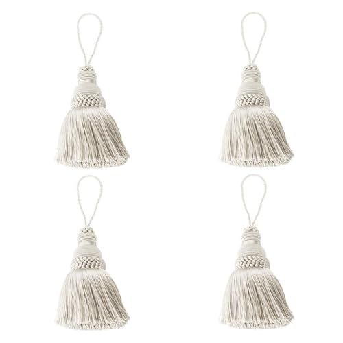 Fenghuangwu Elegante Polyester-Quaste, Schlüsselquaste, DIY-Zubehör für Möbellicht und Heimdekoration, 4 Packungen (Beige) von fenghuangwu