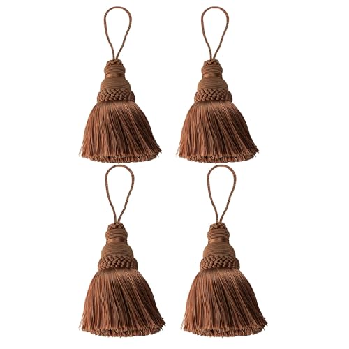 Fenghuangwu Elegante Polyester-Quaste, Schlüsselquaste, DIY-Zubehör für Möbellicht und Heimdekoration, 4 Packungen (Kaffee) von fenghuangwu