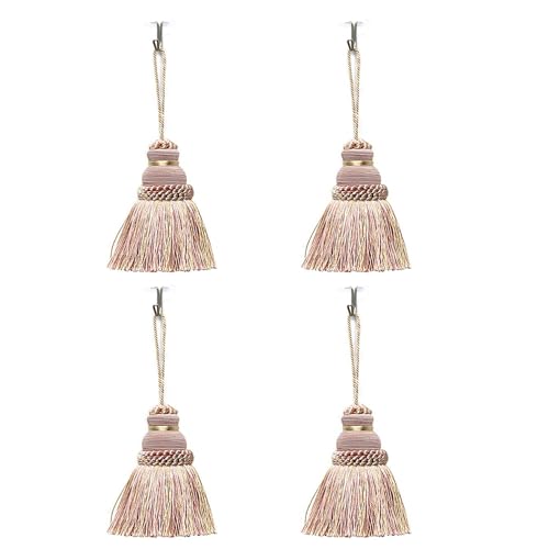 Fenghuangwu Elegante Polyester-Quaste, Schlüsselquaste, DIY-Zubehör für Möbellicht und Heimdekoration, 4 Packungen (Mix Pink) von fenghuangwu