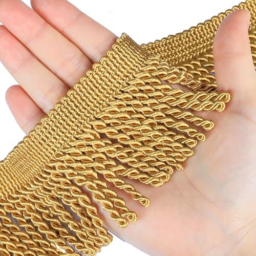 Fenghuangwu Fransenborte für Vorhänge, Verzierungen, Stoffquasten, Fransen für Zuhause, Zubehör, Nähen, Basteln, Kleidung, 1,5 m, goldfarben Fenghuangwu Fransenborte für Vorhänge, Verzierungen, Stoffquasten, Fransen für Zuhause, Zubehör, Nähen, Basteln, Kleidung, 1,5 m, goldfarben von fenghuangwu