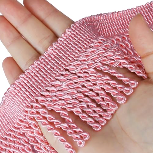 Fenghuangwu Fransenborte für Vorhänge, Verzierungen, Stoffquasten, Fransen für Zuhause, Zubehör, Nähen, Basteln, Kleidung, 4,5 m, Rosa von fenghuangwu