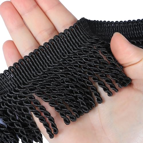 Fenghuangwu Fransenborte für Vorhänge, Verzierungen, Stoffquasten, Fransen für Zuhause, Zubehör, Nähen, Basteln, Kleidung, Schwarz, 4,5 m Fenghuangwu Fransenborte für Vorhänge, Verzierungen, Stoffquasten, Fransen für Zuhause, Zubehör, Nähen, Basteln, Kleidung, Schwarz, 4,5 m von fenghuangwu