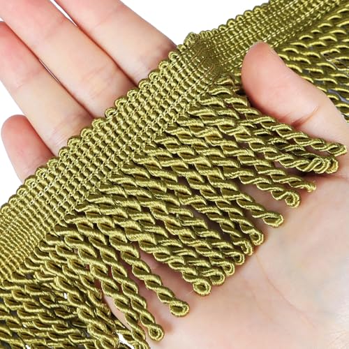Fenghuangwu Fransenborte für Vorhänge, Verzierungen, Stoffquasten, Fransen für Zuhause, Zubehör, Nähen, Handwerk, Kleidung, 4,5 m, Cyan / Gold von fenghuangwu