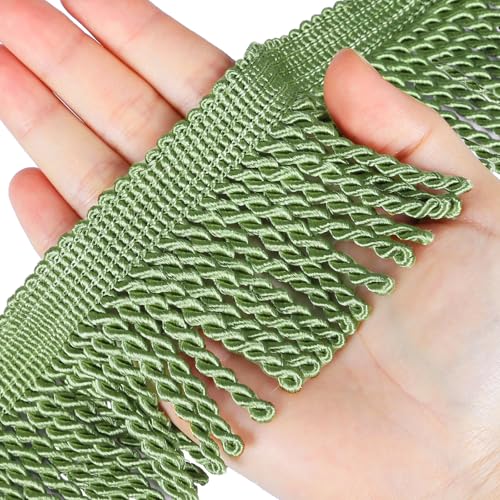 Fenghuangwu Fransenborte für Vorhänge, Verzierungen, Stoffquasten, Fransen für Zuhause, Zubehör, Nähen, Handwerk, Kleidung (grün) von fenghuangwu