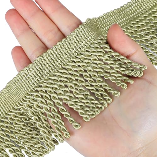 Fenghuangwu Fransenborte für Vorhänge, Verzierungen, Stoffquasten, Fransen für Zuhause, Zubehör, Nähen, Handwerk, Kleidung (hellgrün) von fenghuangwu