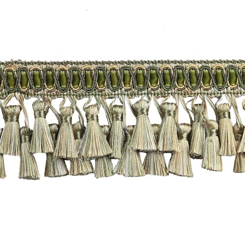 Fenghuangwu Fransenborte mit Quaste, 7,6 cm breit, Polyester, dekorative Fransen für Vorhänge, Bastelarbeiten, Hochzeits-Party-Dekoration, Tischläufer, Kissen, Kostüme, elegante Spitzenborte (grün) Fenghuangwu Fransenborte mit Quaste, 7,6 cm breit, Polyester, dekorative Fransen für Vorhänge, Bastelarbeiten, Hochzeits-Party-Dekoration, Tischläufer, Kissen, Kostüme, elegante Spitzenborte (grün) von fenghuangwu