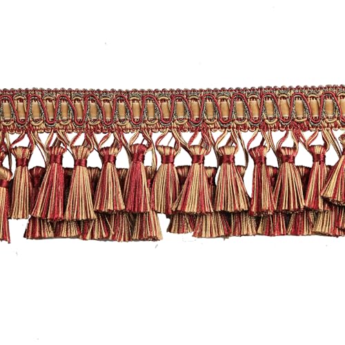 Fenghuangwu Fransenborte mit Quaste, 7,6 cm breit, Polyester, dekorative Fransen für Vorhänge, Bastelarbeiten, Hochzeits-Party-Dekoration, Tischläufer, Kissen, Kostüme, elegante Spitzenborte (rot) Fenghuangwu Fransenborte mit Quaste, 7,6 cm breit, Polyester, dekorative Fransen für Vorhänge, Bastelarbeiten, Hochzeits-Party-Dekoration, Tischläufer, Kissen, Kostüme, elegante Spitzenborte (rot) von fenghuangwu