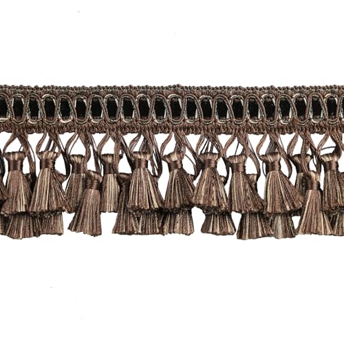 Fenghuangwu Fransenborte mit Quaste, 7,6 cm breit, Polyester, dekorative Fransen für Vorhänge, Bastelarbeiten, Hochzeits-Party-Dekoration, Tischläufer, Kissen, Kostüme, elegante Spitzenborte (dunkler Fenghuangwu Fransenborte mit Quaste, 7,6 cm breit, Polyester, dekorative Fransen für Vorhänge, Bastelarbeiten, Hochzeits-Party-Dekoration, Tischläufer, Kissen, Kostüme, elegante Spitzenborte (dunkler von fenghuangwu