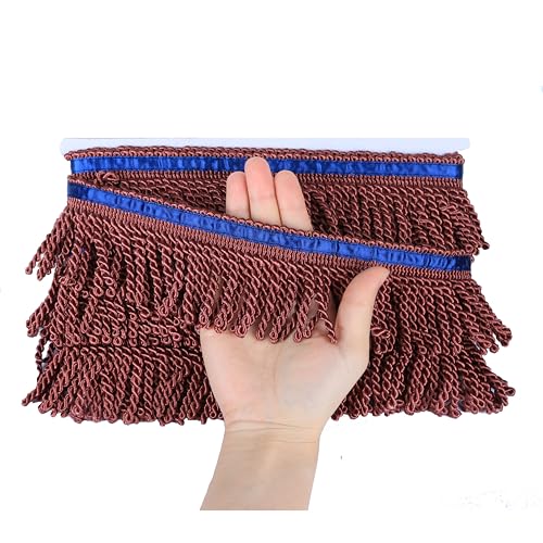 Fenghuangwu Fransenborte und Verzierungen, Stoffbordüre, Nähen, DIY-Dekoration für Vorhang, Sofa, Kleidung, 4,5 m lang, 6,3 cm breit, Hellweinrot Fenghuangwu Fransenborte und Verzierungen, Stoffbordüre, Nähen, DIY-Dekoration für Vorhang, Sofa, Kleidung, 4,5 m lang, 6,3 cm breit, Hellweinrot von fenghuangwu