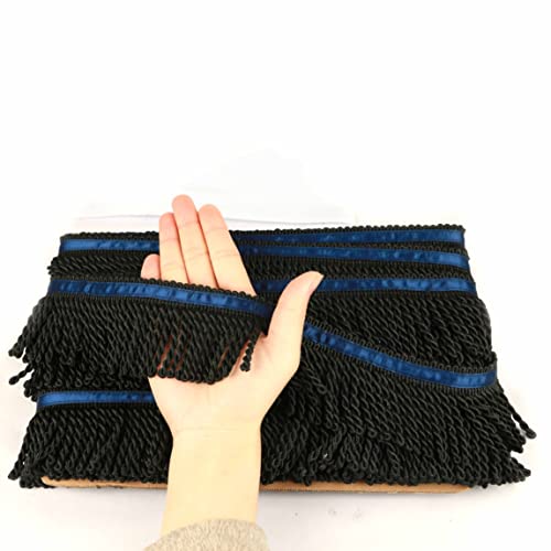 Fenghuangwu Fransenborte und Verzierungen, Stoffbordüre, Nähen, DIY-Dekoration für Vorhang, Sofa, Kleidung, 9,1 m lang, 6,3 cm breit (schwarz, 9,1 m) von fenghuangwu