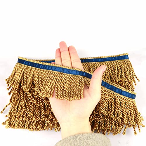 Fenghuangwu Fransenborte und Verzierungen, Stoffbordüre, Nähen, DIY-Dekoration für Vorhang, Sofa, Kleidung, Gold, 9,1 m lang, 6,3 cm breit, 9,1 m Fenghuangwu Fransenborte und Verzierungen, Stoffbordüre, Nähen, DIY-Dekoration für Vorhang, Sofa, Kleidung, Gold, 9,1 m lang, 6,3 cm breit, 9,1 m von fenghuangwu