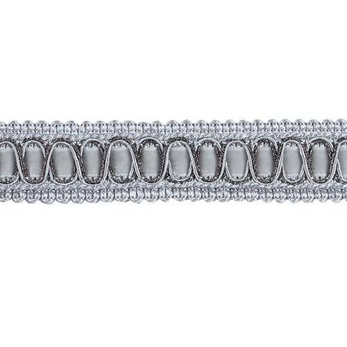 Fenghuangwu Geflochtene Zopfborte, Polyester, gewebt, 2,8 cm Durchmesser, dekorativer Stoffbesatz zum Nähen und Basteln, 6,5 m (Silber) von fenghuangwu