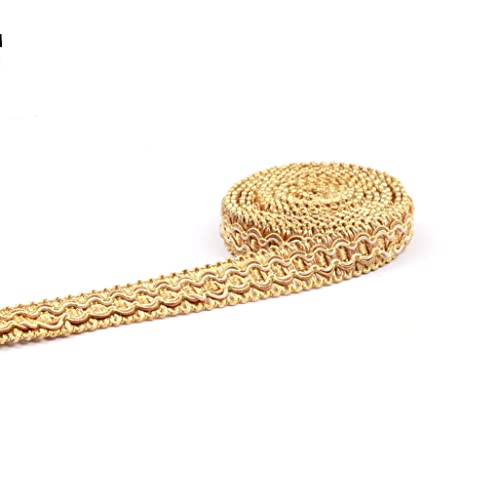 Fenghuangwu Gimp Zopfborte, 1,5 cm x 4,5 m Stoffbesatz, Vorhangstoffbesatz, Polsterborte zum Nähen, Polyester, Handarbeit, Basteln, Kostüm, Heimdekoration (Gold #7, 10 Jahre) von fenghuangwu