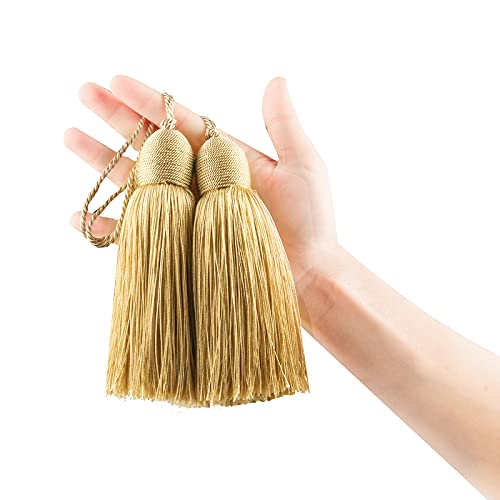 Fenghuangwu Quasten-Anhänger aus Polyester, mit Schlaufe, handgefertigt, für Zuhause und Möbel, 2 Stück Fenghuangwu Quasten-Anhänger aus Polyester, mit Schlaufe, handgefertigt, für Zuhause und Möbel, 2 Stück von fenghuangwu